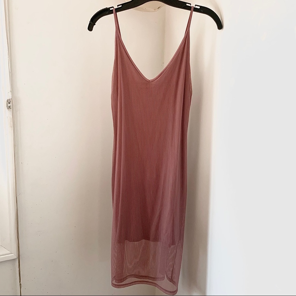 Fitted Bodycon Mini Dress - Mauve/Pink